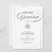 GRAND OPENING modern minimal business black gold 招待状 (正面)