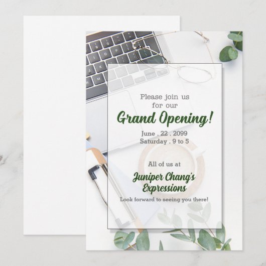Grand Opening New Office Business 招待状 (正面/裏面)