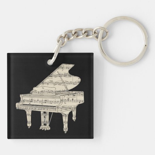 Grand Piano and Music Notes  キーホルダー (裏面)