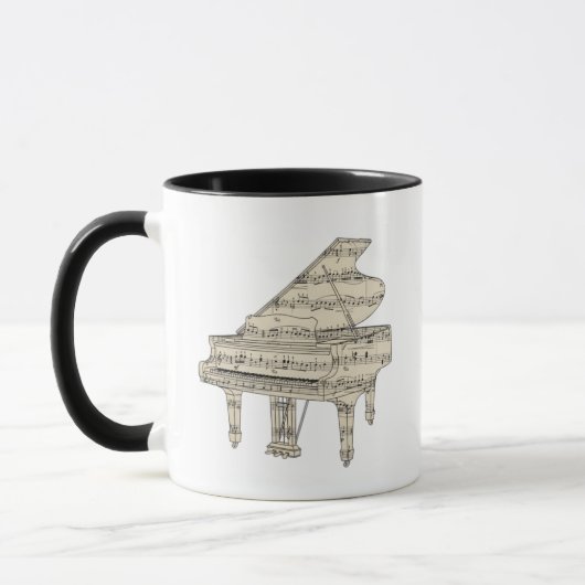 Grand Piano and Music Notes マグカップ (左)