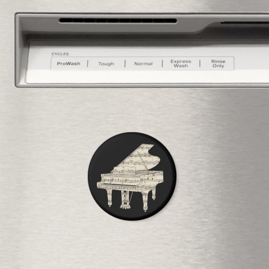 Grand Piano and Music Notes マグネット (インサイチュ (食洗機))