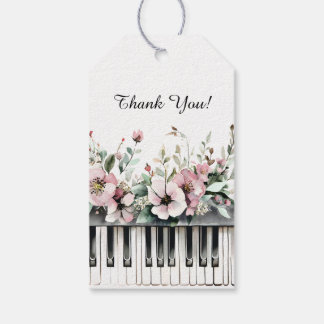 Grand Piano Keys Floral Bouquet Thank You ギフトタグ