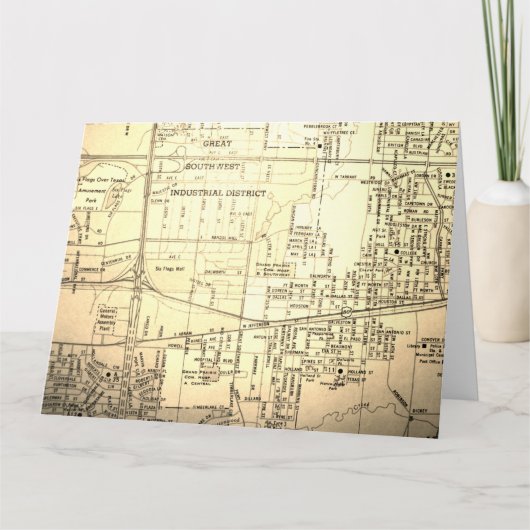 Grand Prairie, TX Vintage Map カード (正面)