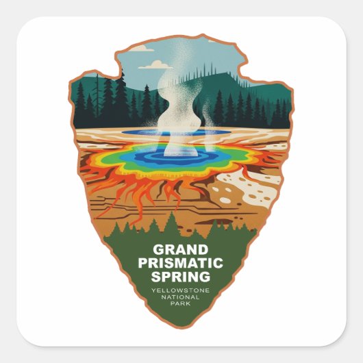 Grand Prismatic Spring Yellowstone Arrowhead スクエアシール (正面)