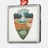 Grand Prismatic Spring Yellowstone Arrowhead メタルオーナメント (左)