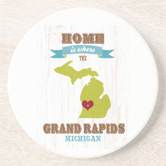 Grand Rapids、ミシガン州の地図-どこであります家 コースター (正面)
