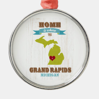 Grand Rapids、ミシガン州の地図-どこであります家 メタルオーナメント