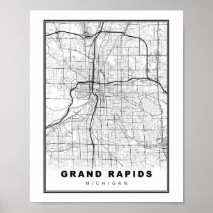 Grand Rapids Map ポスター