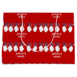 Grand Sac Cadeau Joyeux Noël Cloches Rouge ラージペーパーバッグ