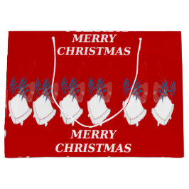 Grand Sac Cadeau "Merry Christmas" – Rouge Festif ラージペーパーバッグ