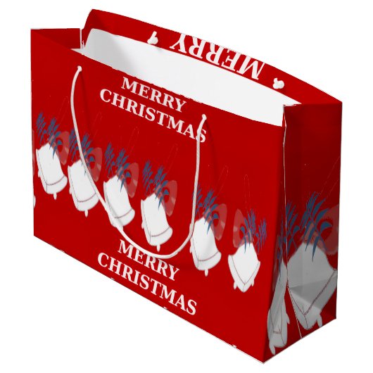 Grand Sac Cadeau "Merry Christmas" – Rouge Festif ラージペーパーバッグ (裏面アングル)
