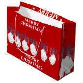 Grand Sac Cadeau "Merry Christmas" – Rouge Festif ラージペーパーバッグ (正面アングル)