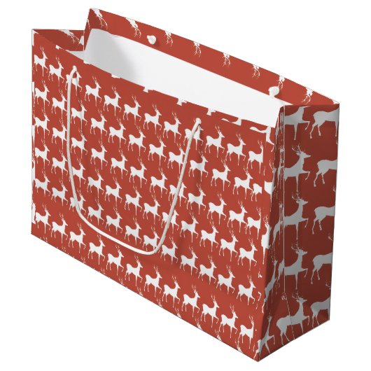 Grand Sac Cadeau Rennes de Noël Rouges ラージペーパーバッグ (正面アングル)