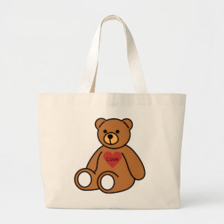 Grand Sac Fourre-Tout en Toile – Ours en Peluche ラージトートバッグ