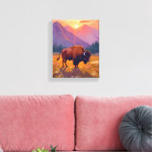 Grand Teton Bison | National Park Travel Painting キャンバスプリント (インサイチュ (リビング))
