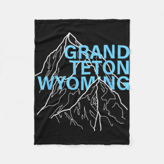 Grand teton mountain peaks wyoming minimalist line フリースブランケット