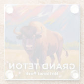 Grand Teton National Park | Bison Travel Art ガラスコースター (裏面)