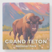 Grand Teton National Park | Bison Travel Art ストーンコースター (正面)