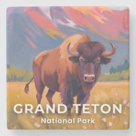 Grand Teton National Park | Bison Travel Art ストーンコースター
