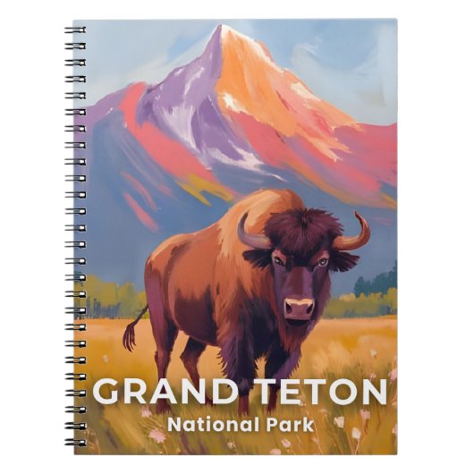 Grand Teton National Park | Bison Travel Art ノートブック (正面)