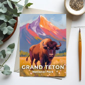 Grand Teton National Park | Bison Travel Art ポストカード