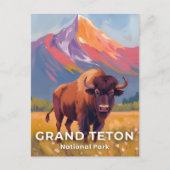 Grand Teton National Park | Bison Travel Art ポストカード (正面)