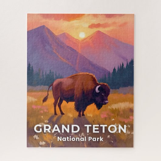 Grand Teton National Park | Bison Wyoming Travel ジグソーパズル (縦)