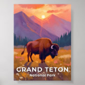 Grand Teton National Park | Bison Wyoming Travel ポスター (正面)