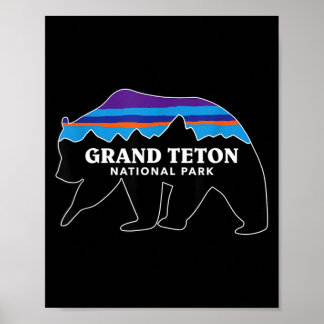 Grand teton national park grizzly bear minimalist ポスター