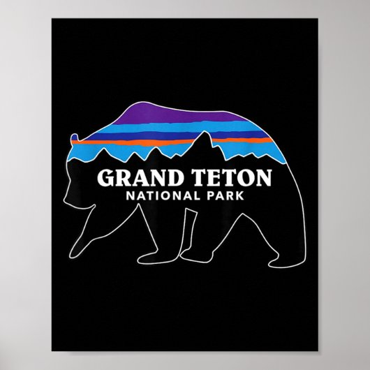 Grand teton national park grizzly bear minimalist ポスター (正面)