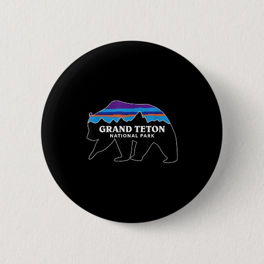 Grand teton national park grizzly bear minimalist 缶バッジ (正面)