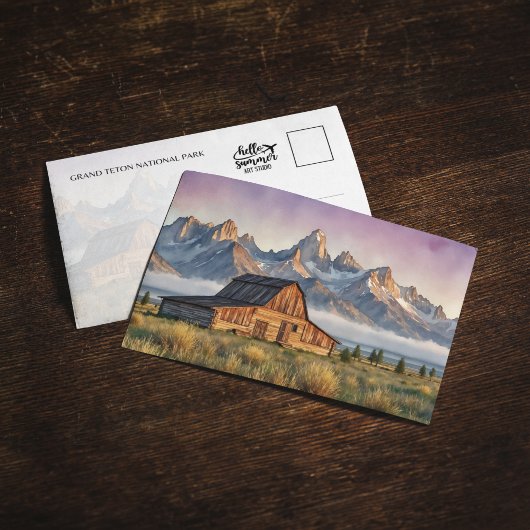 Grand Teton National Park Watercolor Postcard 招待状