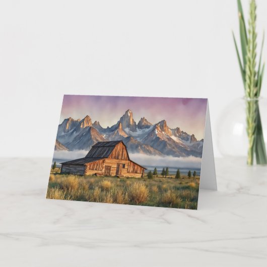 Grand Teton National Park Watercolor Stationery カード (正面)