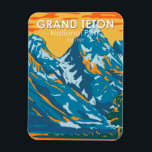 Grand Teton National Park Wyoming Vintage マグネット<br><div class="desc">Grand Teton vector artwork in a window style design. The park includes the major peaks of the Teton Range as well as most of the northern sections of the valley known as Jackson Hole.</div>