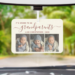 Grand To Be Grandparents 3 Photo Red Script カーエアーフレッシュナー