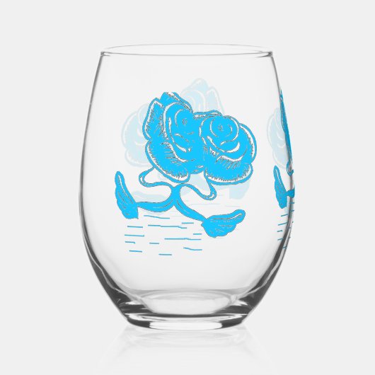 Grand Verre à Boire Cygnes Romantiques Turquoise ステムなしワイングラス (正面)