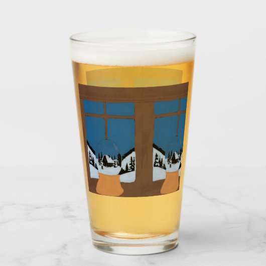 Grand Verre à Boissons Hivernal - Boule de Neige タンブラーグラス (ドリンク正面)