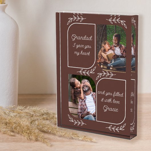 Grandad 2 Vertical Photo Loving Words パーソナライズされた フォトブロック