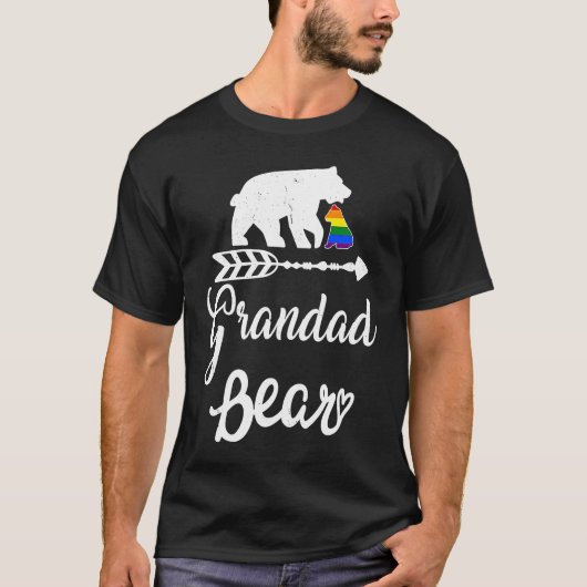 Grandad Bear LGBT LGBTQ Rainbow Pride Gay Lesbian Tシャツ (正面)