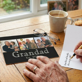 Grandad Est. シンプルなホワイトの太字テキスト 3枚の写真 カード
