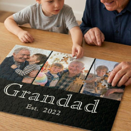 Grandad Est. シンプルなホワイトの太字テキスト 3枚の写真 ジグソーパズル