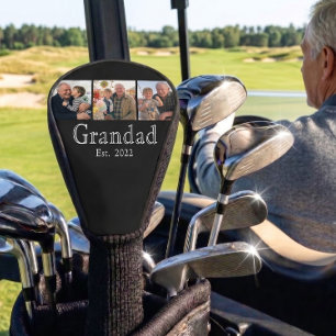 Grandad Est. シンプルなホワイトの太字テキスト 3 写真 ゴルフヘッドカバー