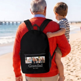 Grandad Est. ホワイト ボールド ミニマル テキスト 3 枚の写真 プリントバックパック