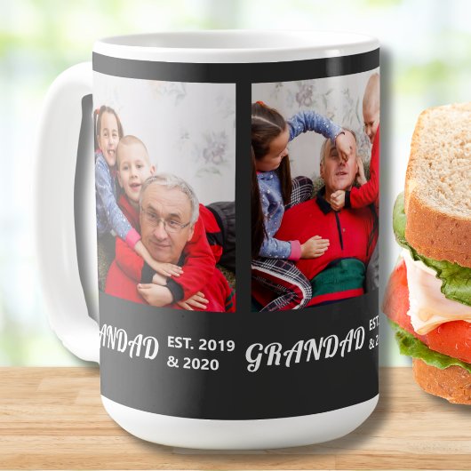 Grandad Established 3 写真 太字ホワイト タイポグラフィ コーヒーマグカップ