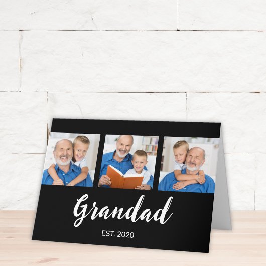 Grandad Established Modern Script 3 写真 ブラック カード