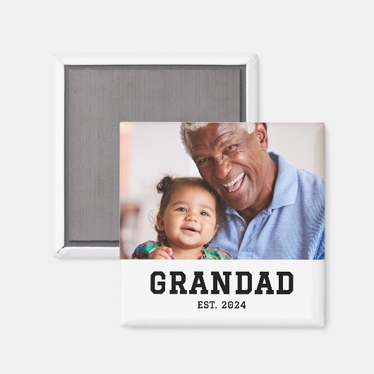 Grandad Established Photo Gift マグネット (正面/裏面)