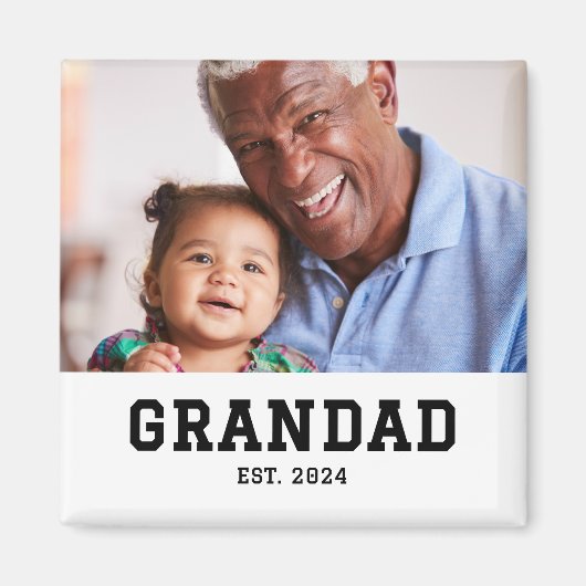 Grandad Established Photo Gift マグネット (正面)