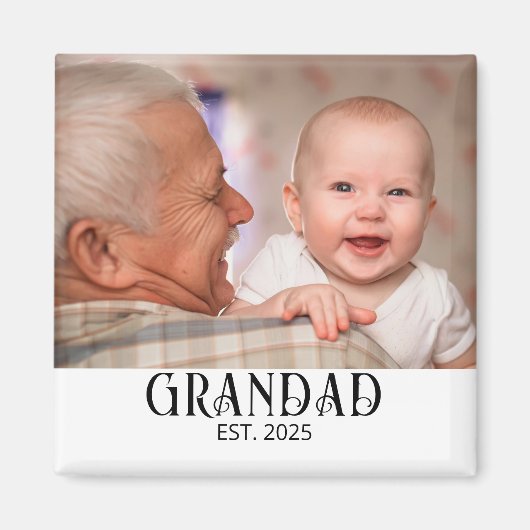 Grandad Established Photo Gift Magnet マグネット (正面)