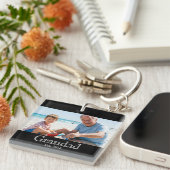 Grandad Established Photo White Bold Minimal Text キーホルダー (正面右)