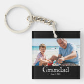 Grandad Established Photo White Bold Minimal Text キーホルダー (正面)
